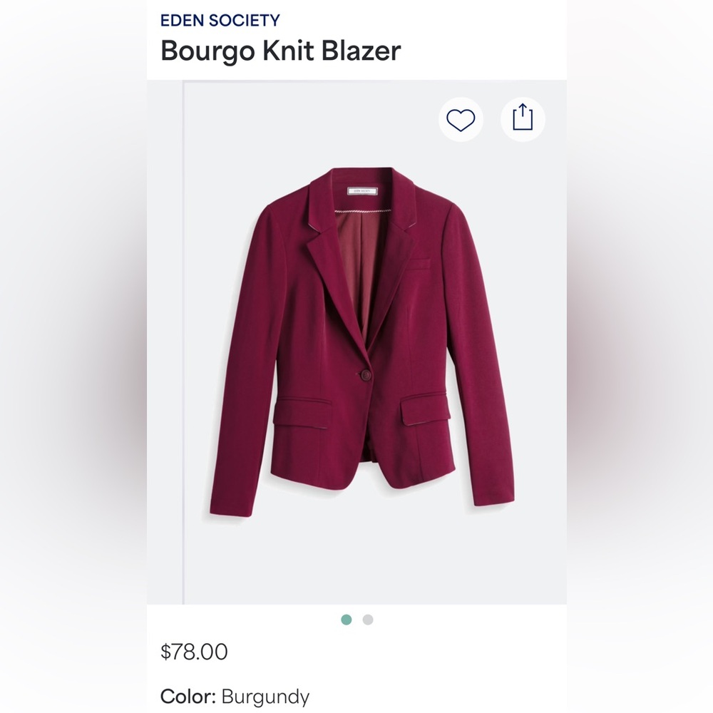 NWT Eden Society Bourgo Knit Blazer in Burgundy, Women’s Size M